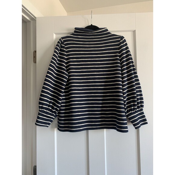 Madewell Tops - Madewell Gathered Sleeve Mock Neck Top Blue & White Stripes Women's Med